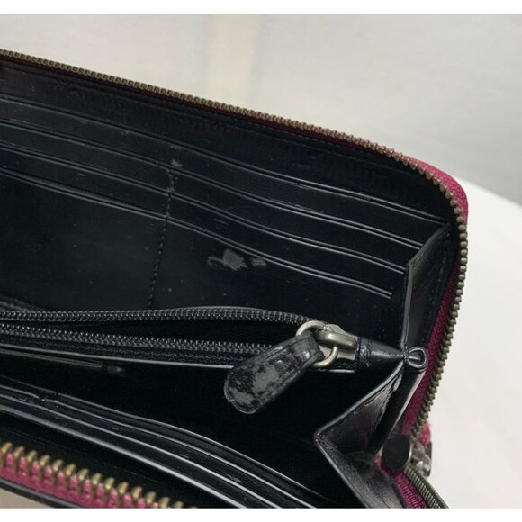 Coach Pac Man Accordion Zip Wallet Shadow/Blinky Ghost F55736 Fuschia - Picture 10 of 12